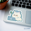 Angry studying cat sticker