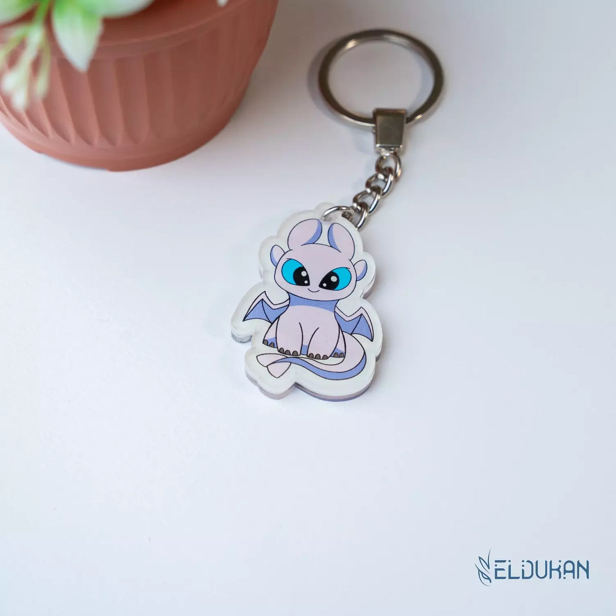 white Toothless acrylic keychain