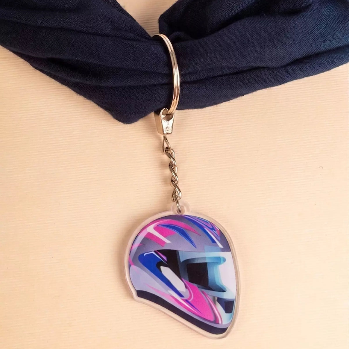 Helmet acrylic keychain