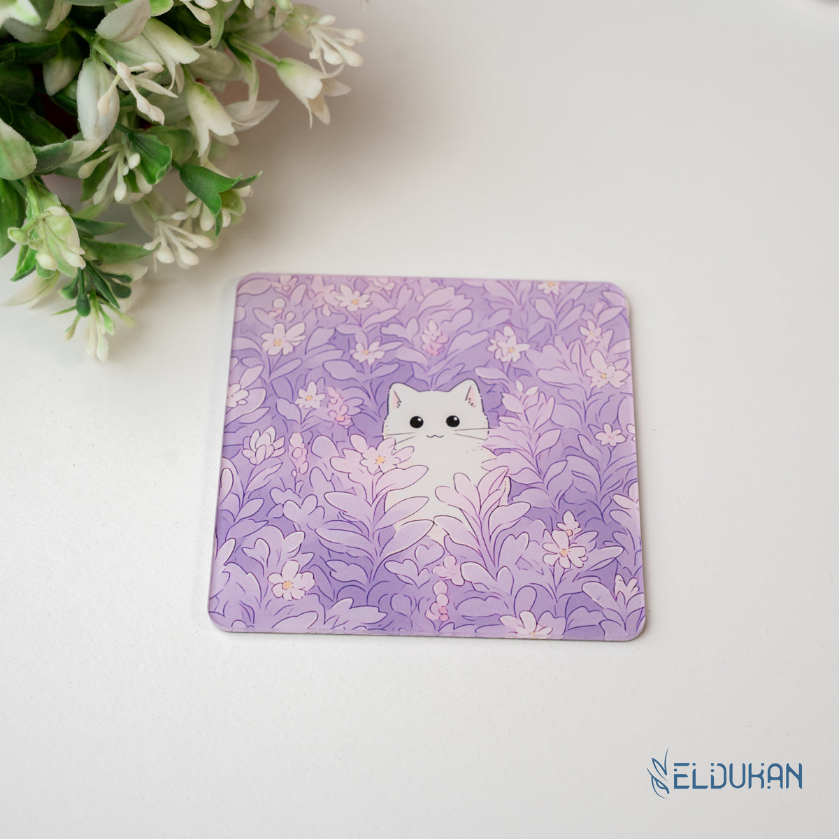 White cat Acrylic coaster
