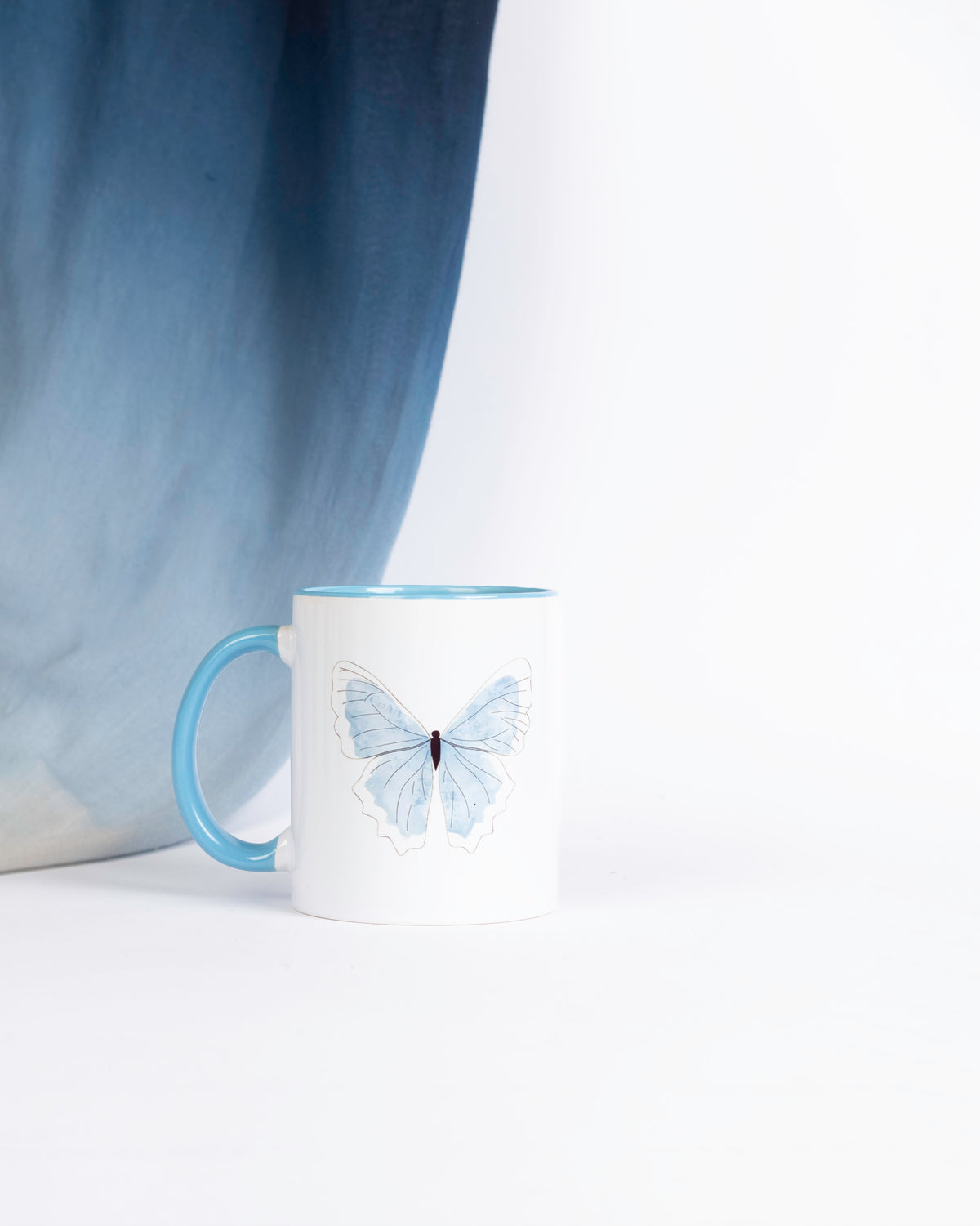 Blue butterfly mug