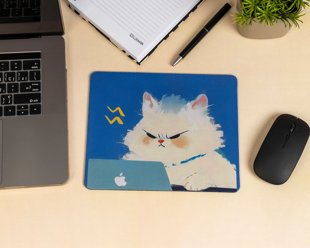Angry cat mouse pad