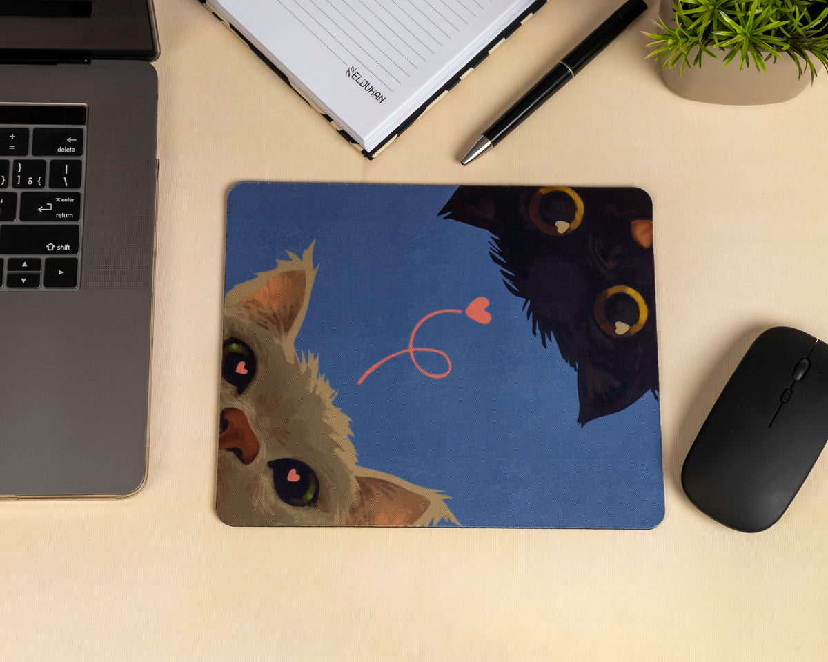 two cats in love mouse pad