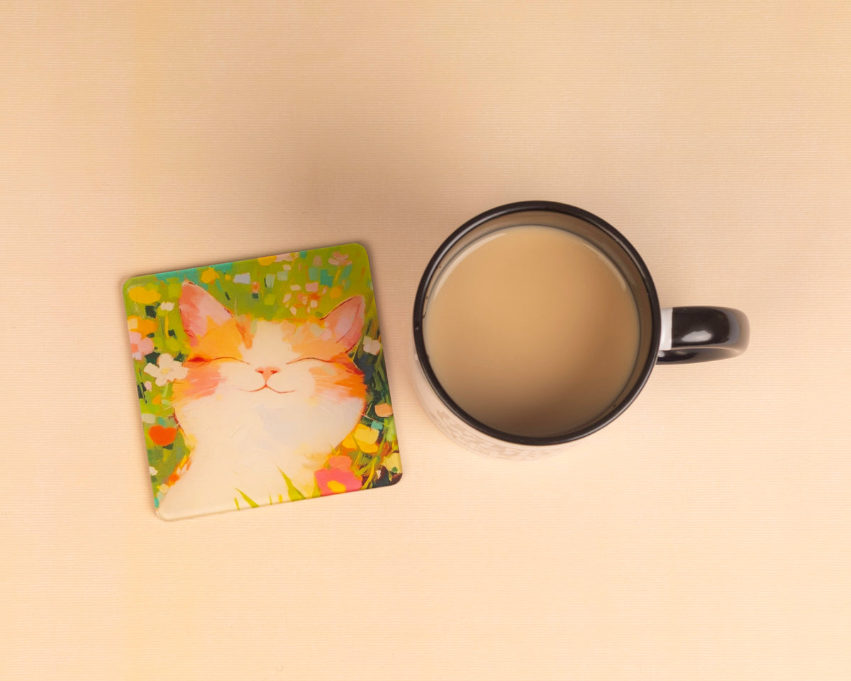 Smiley cat acrylic coaster