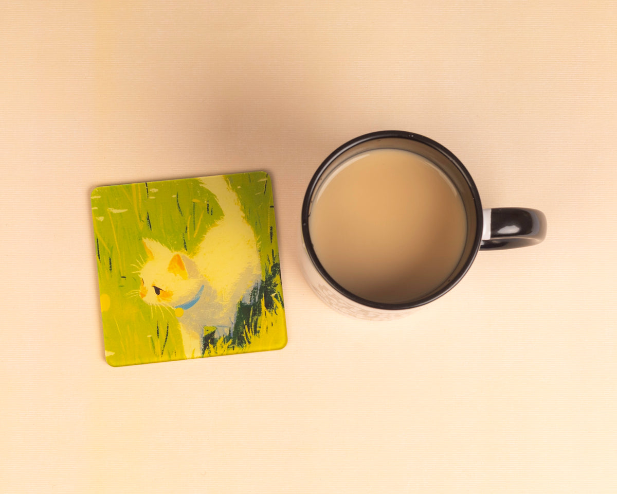 walking cat acrylic coaster