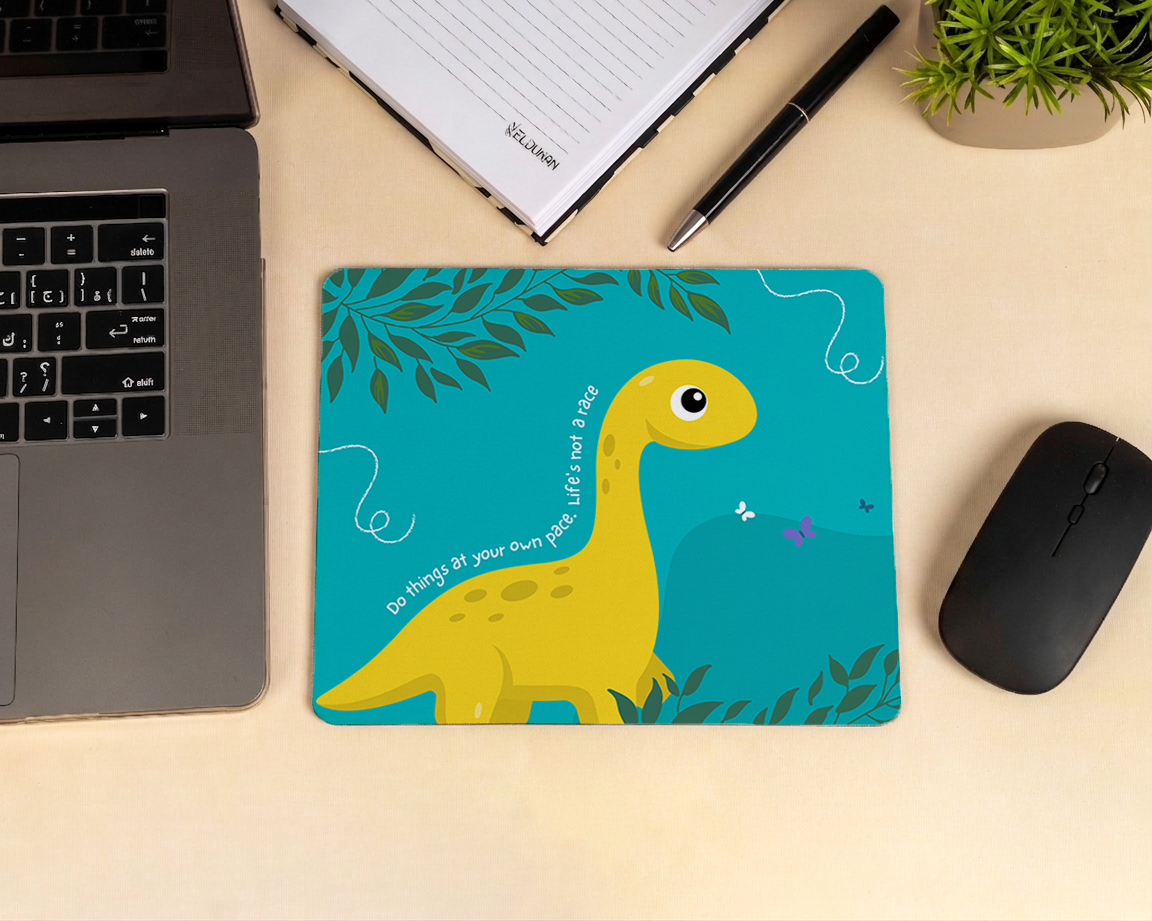 happy dinosaur mouse pad