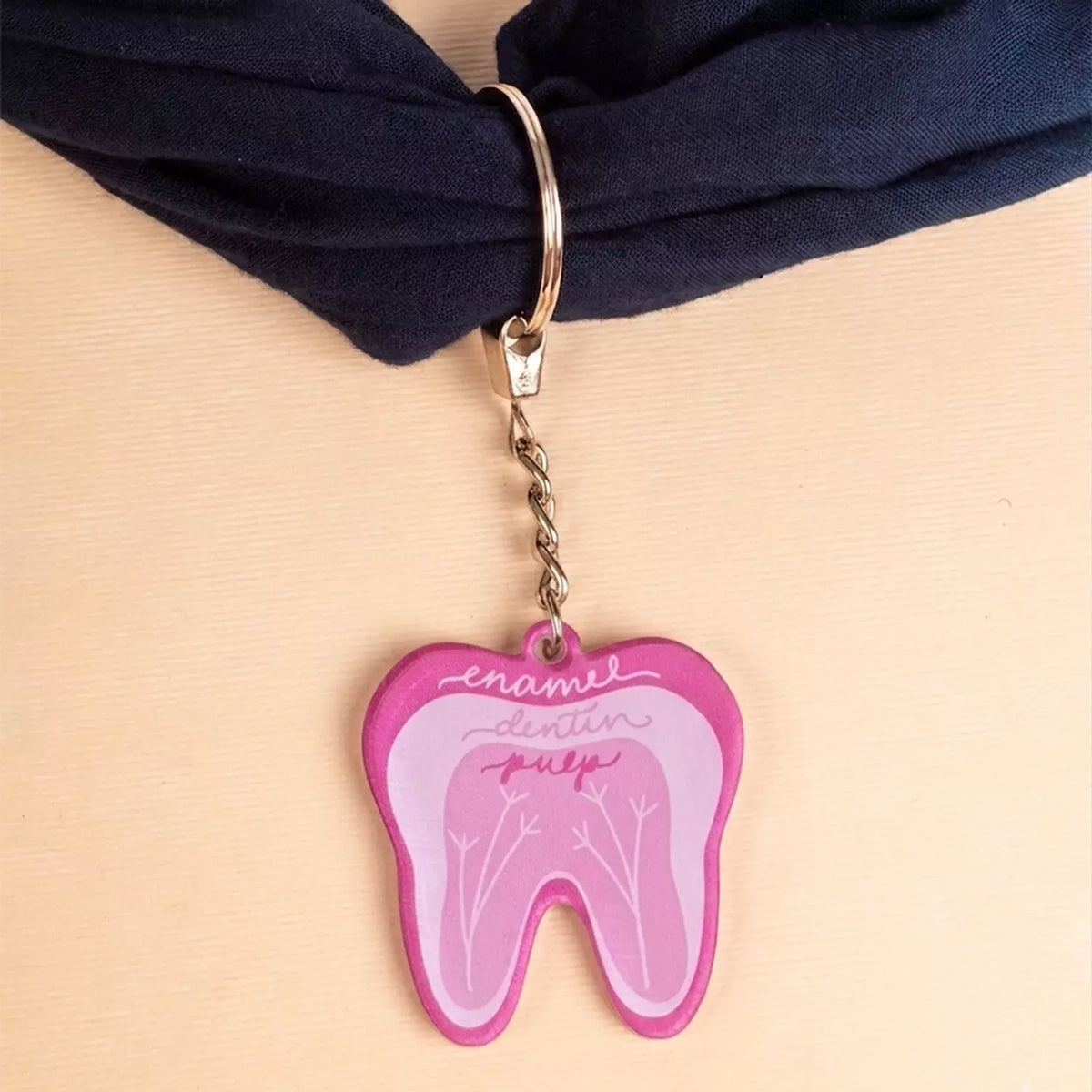 Pink tooth acrylic keychain