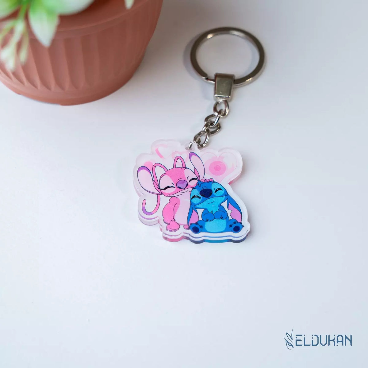 Stitch & angel acrylic keychain